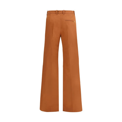 Chloé Flared Cotton Trousers in Brown