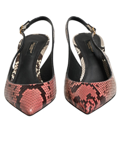 Dolce & Gabbana Multicolor Leather Heels Slingback Shoes