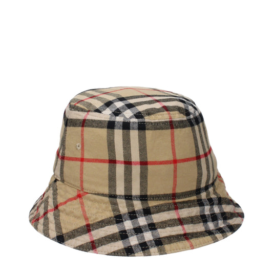 Sombrero de cubo de algodón beige de Burberry