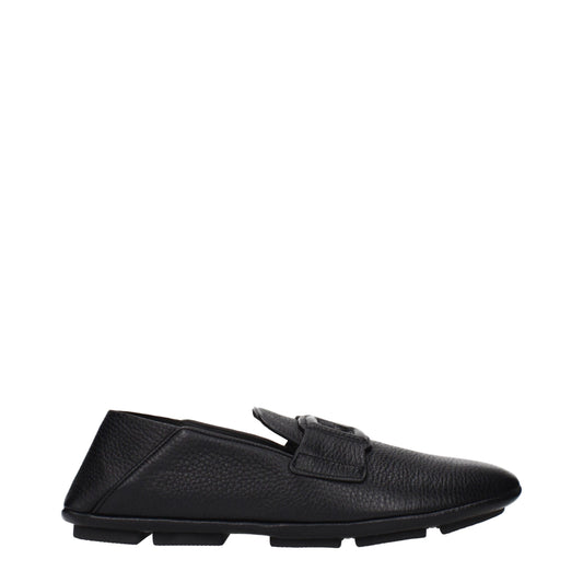 Dolce & Gabbana Black Leather Slip-On Loafers