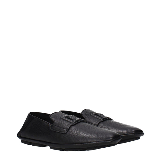 Dolce & Gabbana Black Leather Slip-On Loafers