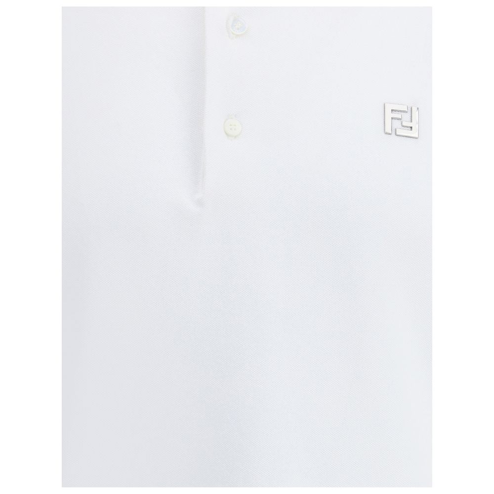 Camisa Polo De Algodón Blanco Fendi Vestimenta