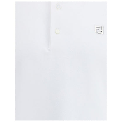 Camisa Polo De Algodón Blanco Fendi Vestimenta