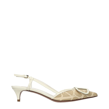 Valentino Garavani Beige Raffia Strap On Sandals