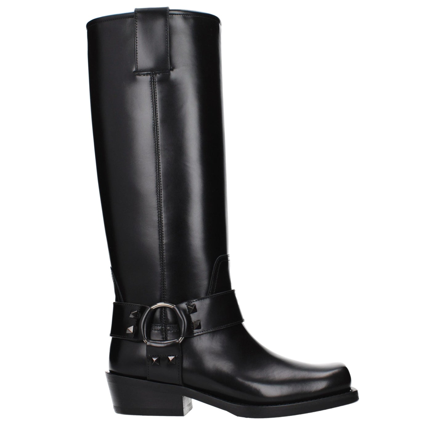 Valentino Garavani Black Leather Low-Heel Boots