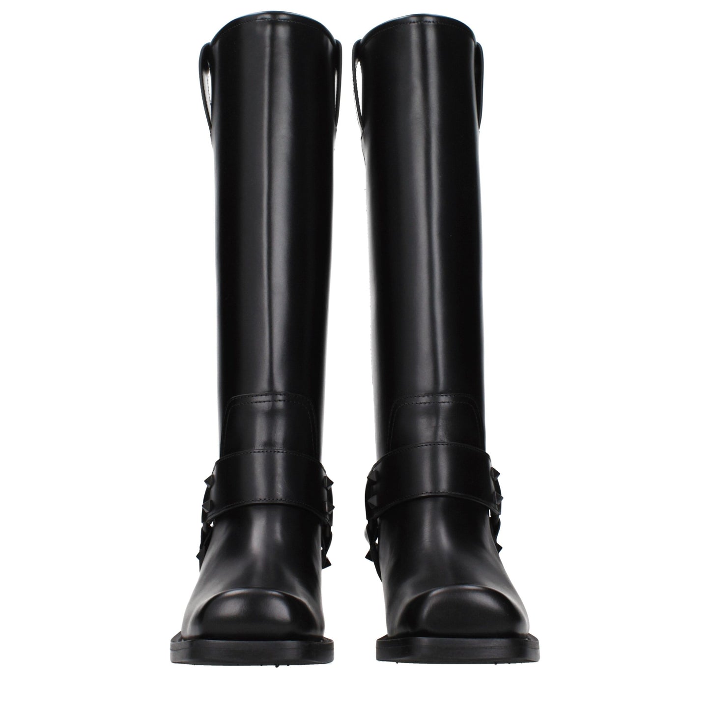 Valentino Garavani Black Leather Low-Heel Boots