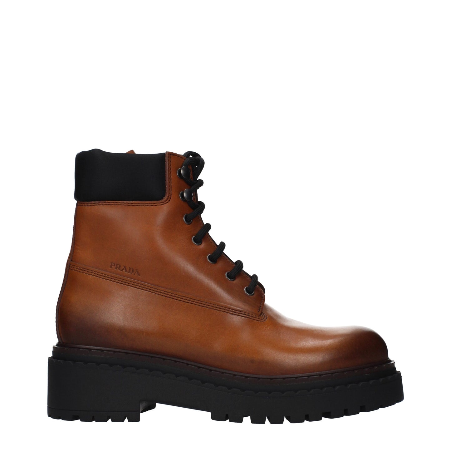 Botines Prada de cuero marrón