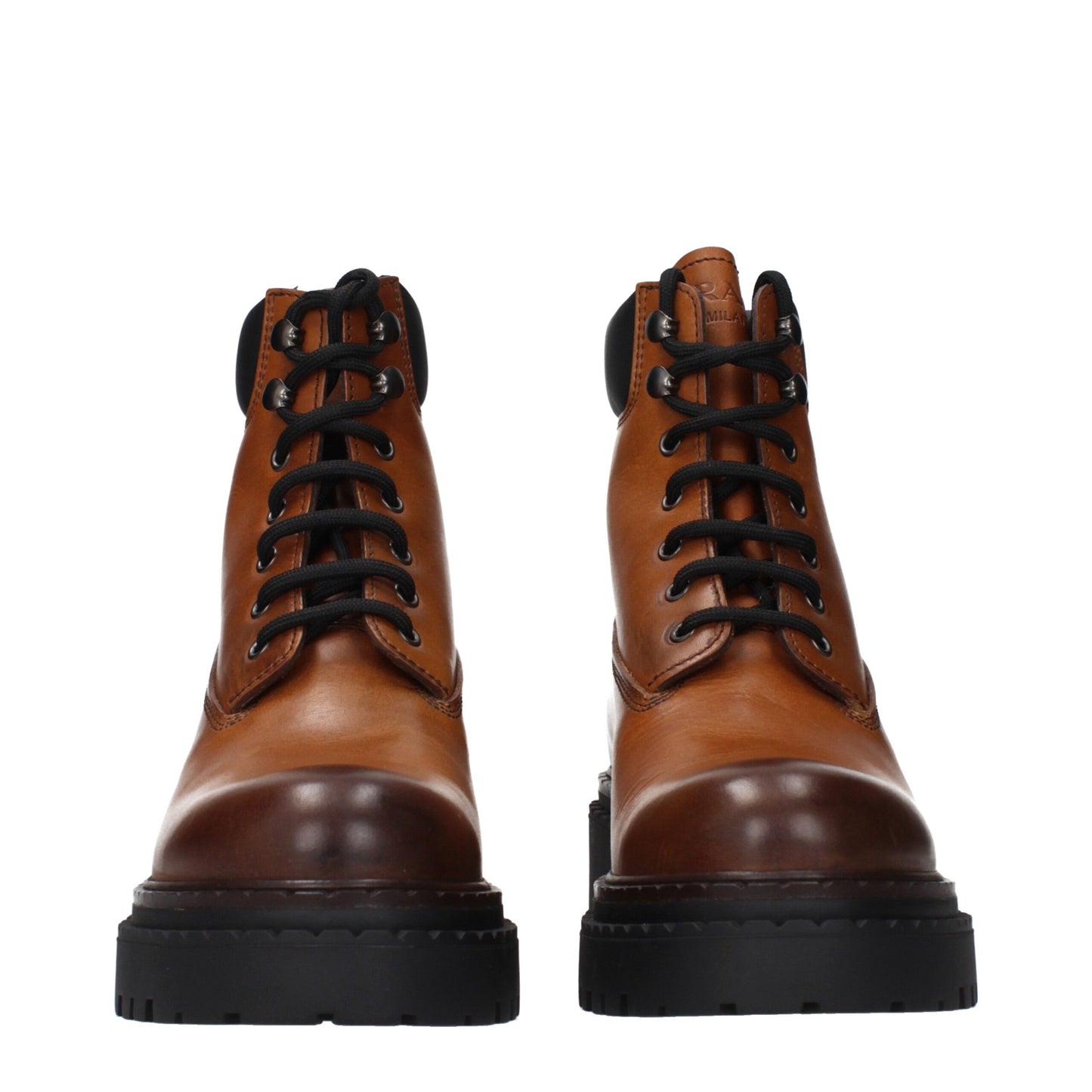 Botines Prada de cuero marrón