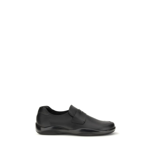 Mocasines Prada sin cordones de piel de becerro negra Bos Taurus