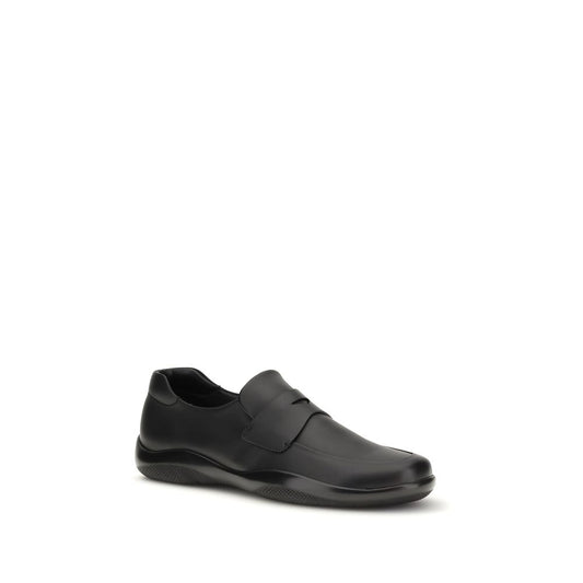 Mocasines Prada sin cordones de piel de becerro negra Bos Taurus