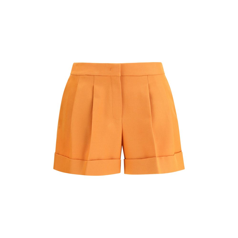 Fendi Bermuda Shorts in Orange Wool and Sheepskin